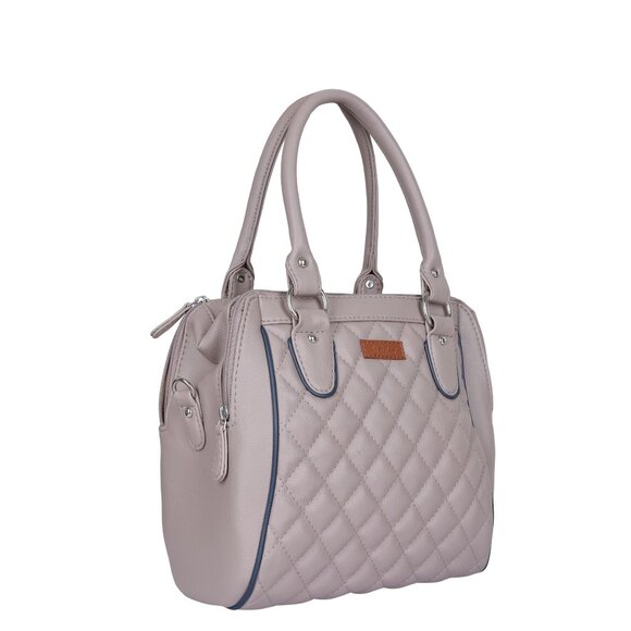 Vegan Leather Women’s Mauve Handbag – Top Handle Satchel with Crossbody Strap - Picture 9 of 11